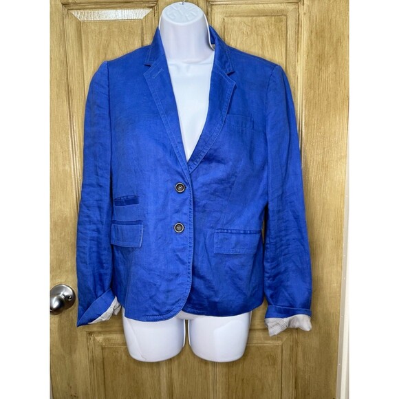J. Crew Schoolboy Blazer Jacket Linen Blue Size 6 - Picture 1 of 6